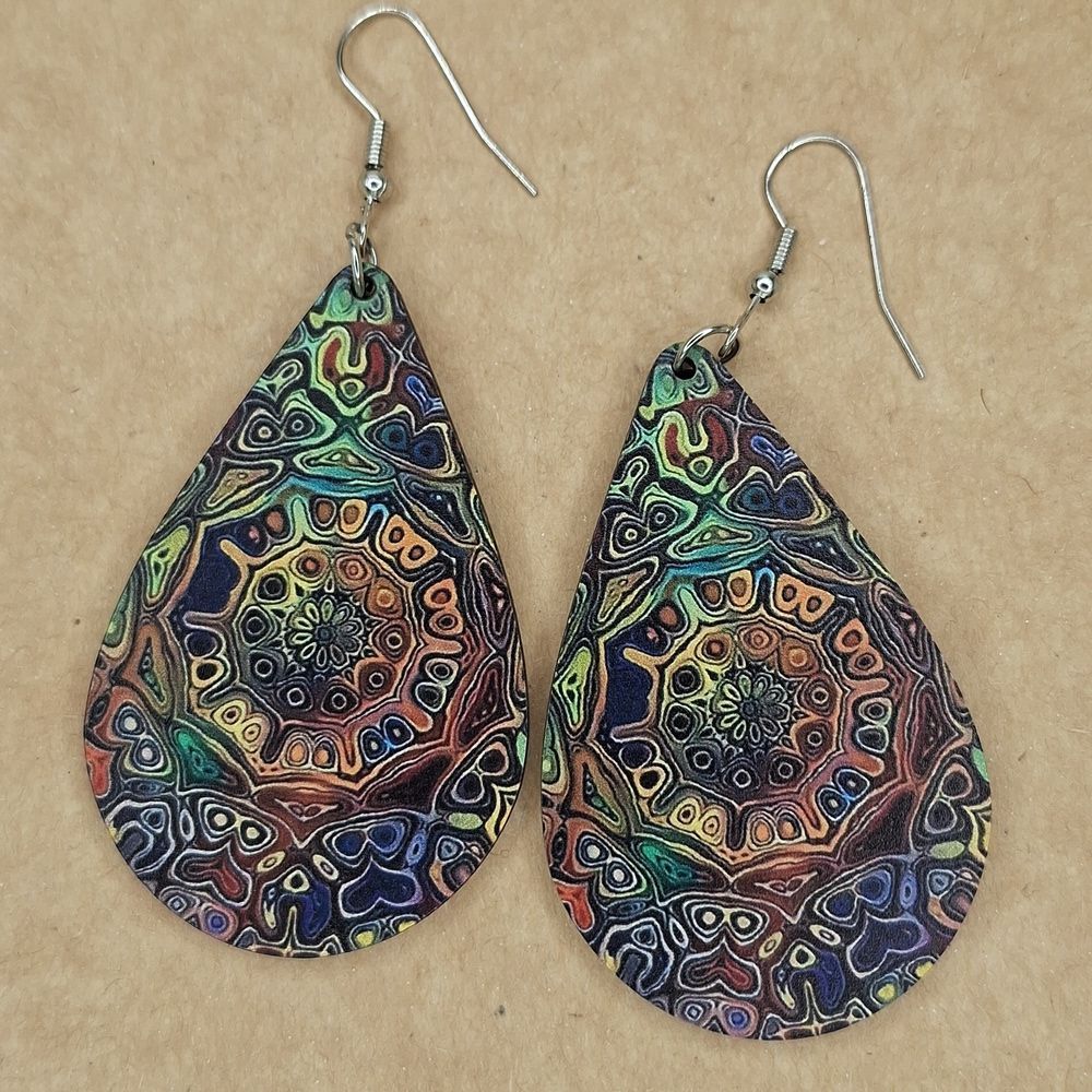 Colorful Mandala Teardrop Earrings